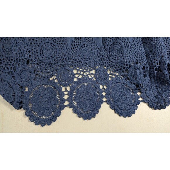 Unique Spectrum Womens Navy Blue Scoop Neck Lace Trim Boho Blouse Top Sz 1X - Picture 6 of 8